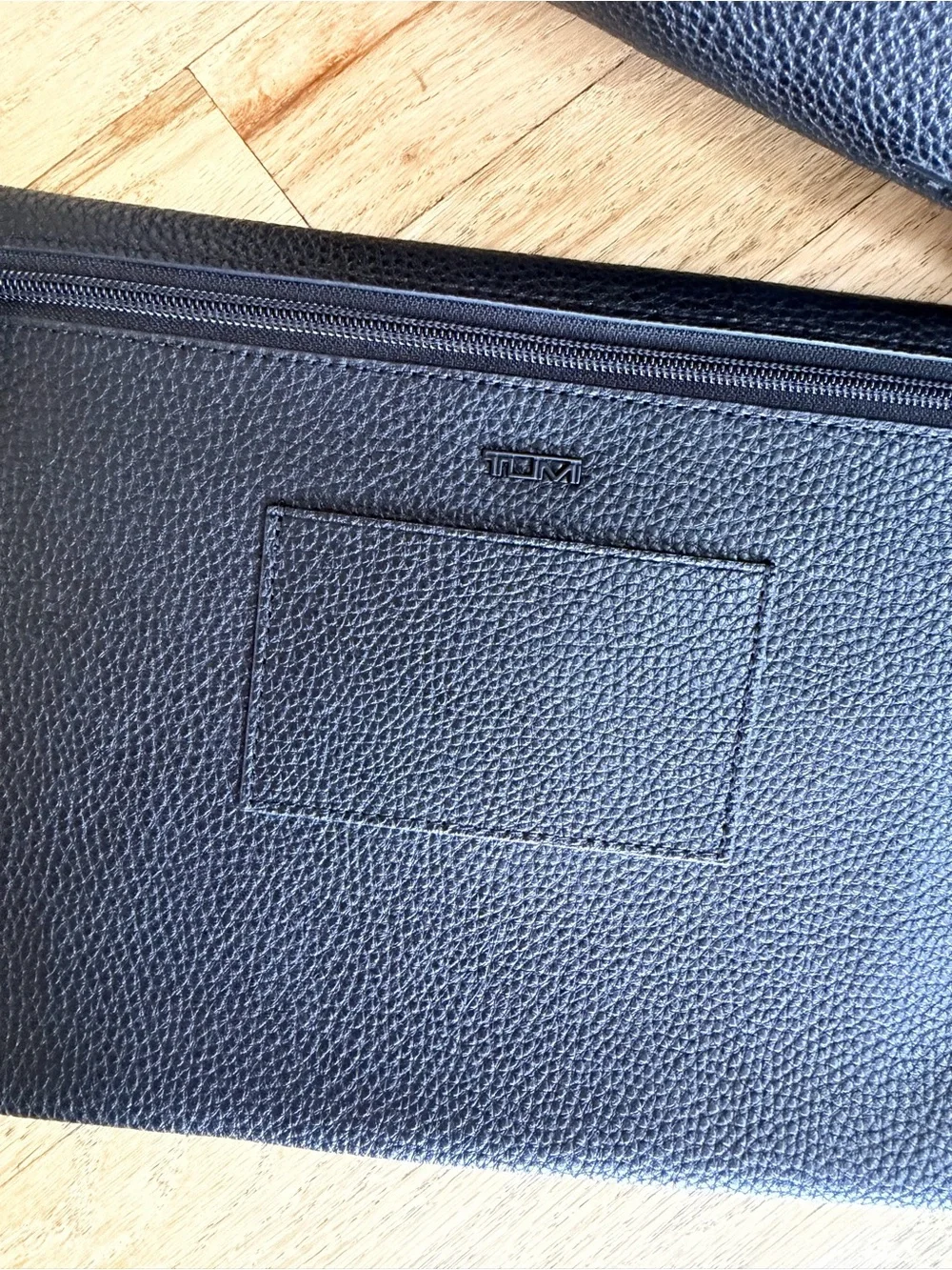 Tumi Black Pebbled Leather Laptop Tote Briefcase + Matching Clutch